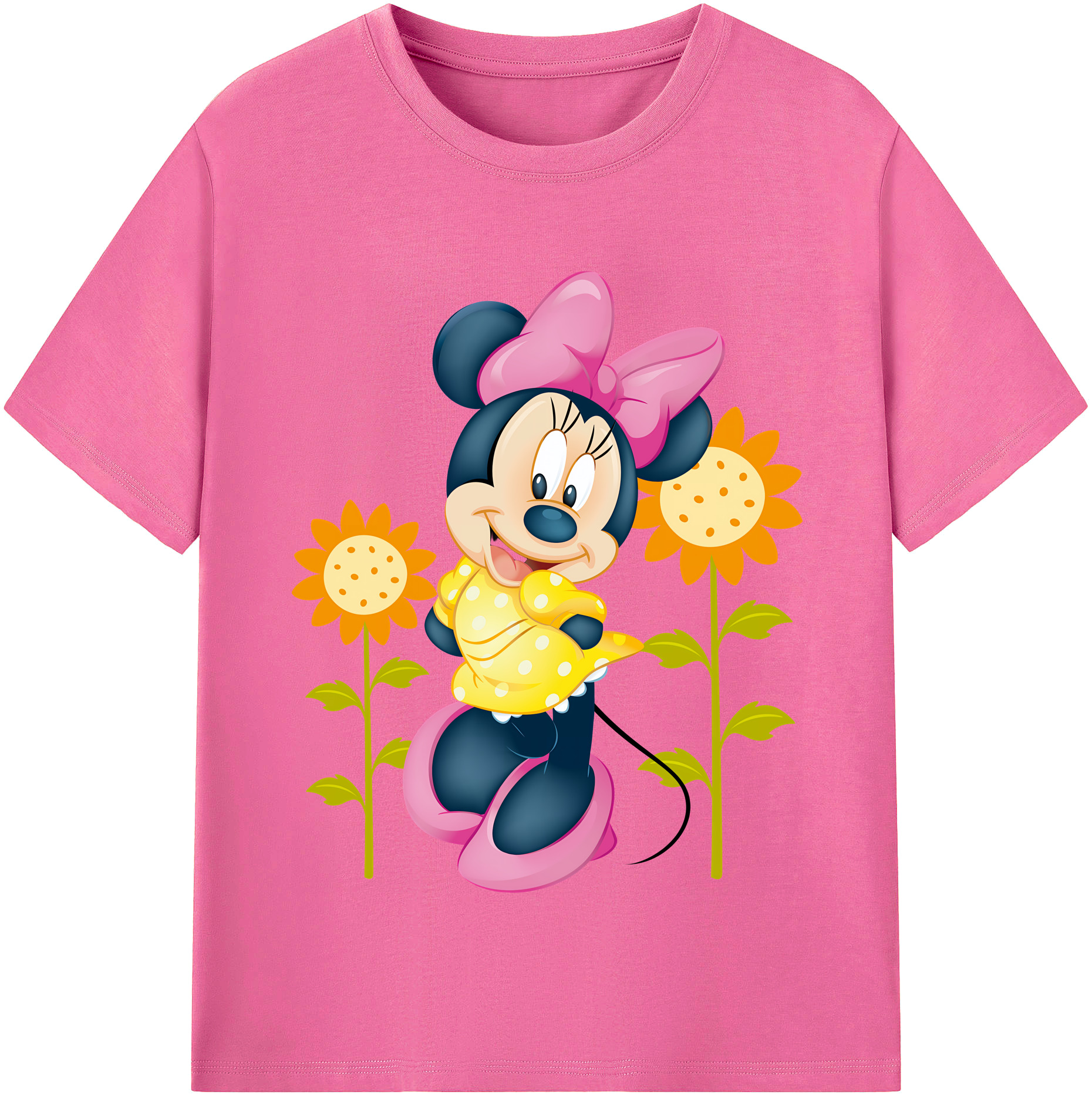 （画像用） ミッキーマウス Mickey Mouse レディースカジュアルプリントTシャツ（綿100％）